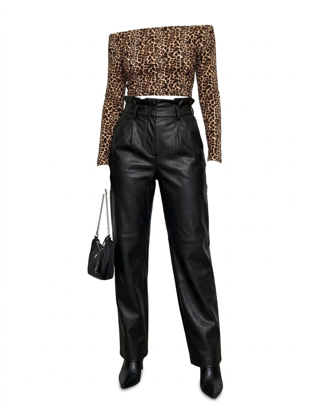 BB Dakota Black Faux Leather Straight-Leg Pants